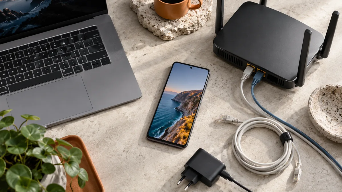 电脑、Android手机与路由器的多设备网络准备场景